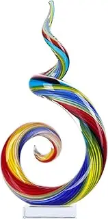 XMGZQ Hand-Blown Glass Sculpture, Murano-Style Glass Statue and Figurine - Wonderful Gift, Blue and Green Colors