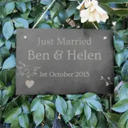 Just Married Birds Personalised Slate Sign
