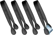 Ice Tongs, 4 Pieces Sugar Tongs, Small, 304 Stainless Steel Ice Cube Tongs, Vintage Black Candy Tongs, Hammered Design, for Ice Cubes, Sweets, Biscuits