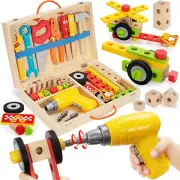 Kids Tool Set Toys for 3, 4, 5, 6, 7 Year Old Boys, Wooden Toddler Tools Set wit