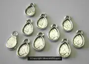 10 TEARDROP Bezel tray settings Silver pl 5X8 cabochon pendant earrings FPS140