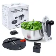 Stainless Steel Salad Spinner Large 5.28Qt - Lettuce Spinner With Strainer - ...