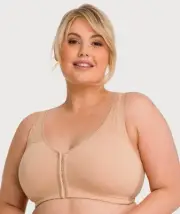 Ava & Audrey Hannah Cotton Wire-Free Front Opening Bra - Frappe (Size 18DD)