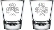 Set of 2 Shot Glasses 1.75oz Glassware Shot Glass Celtic Clover Shamrock