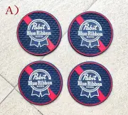 4pcs BU Pabst Blue Ribbon beer coasters drip mat bar mat spill mat bar home pubs