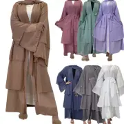 Chiffon Long Cardigan Women Muslim Dress Open Abaya Kimono Kaftan Caftan Robe