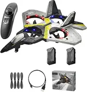 V17 Jet Fighter Stunt Rc Plane for Kids 2.4GHz Foam Remote Control Rc Airplane with 2 Batteries, 360° Drop-Resistant Stunt Spin Remote & Light RC Airplane for 3 4 5 6 7 8 Years Old Kids