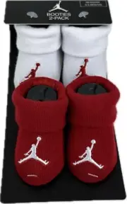 Nike Baby 2 Pk Red White Ankle Cotton Jordan Jumpman Logo Booties Set Sz 0-6 MO