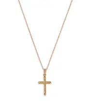Bloomingdale's Fine Collection Children's Swirl Cross Pendant Necklace in 14K Yellow Gold, 14