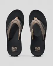 [Reef] Reef Men's Fanning Flip Flops Slippers in Fossil/Raven Size 4 4 Fossil/Raven