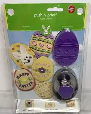 Wilton Easter Egg Push'N Print Cookie Cutter 3 Discs- Bunny, Egg, Happy Easter