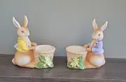 Partylite Bertie and Bea Easter Bunny Rabbit Candle Votive Holders NIB #P7735