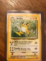 Original Pokemon Card Base Set Rare Holo Raichu 14/102