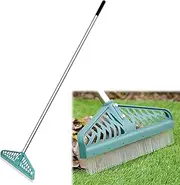 Yeelor Artificial Turf Rake with Adjustable Steel Handle from 32 to 61 Inch, Durable Carpet Rake, Turf Brush for Artificial Grass, Pet Hair, Leaves and Debris