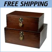Elegant Wooden Keepsake Storage Box Set with Hinged Lid and Lock for Treasures
