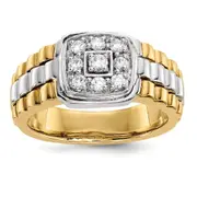14k White/Yellow Gold Real Diamond Men's Ring