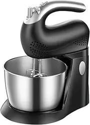 Stand Mixer 2-in-1 Whisk Electric Hand Mixer 300W Handheld Mixer with 5 Speed Turbo Function 1.7 Litre Stainless-Steel Bowl 2 Beaters 2 Hooks