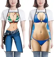 Funny BBQ Apron for Men, Women, Kitchen Chef Cooking Aprons Christmas Birthday for Husband, Wife, Dad, Mom and Friends