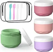 Silicone Cream Jars, TSA Approved 2.5oz Travel Containers for Toiletries With Bag, Wide Mouth Leak-proof Accessories With Lid for Cosmetic Cream