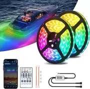 LED Boat Strip Lights 2X16.4 Ft RF Bluetooth LED Chasing Light Control With Remo