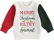 [Vioyavo] Toddler Girls Boys Christmas Clothes Sweatshirts Long Sleeve Crew Neck Letter Print Pullover Hoodie Autumn Jumper Tops