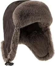 [haozaikeji] Men Trapper Hat Russian Ushanka Faux Fur Bomber Hunting Hat Winter Earflap Hat Aviator Pilot Cap Windproof Thermal Trooper Hat Fluffy Super Warm Hat Skiing Skating Hat Thickened for Cold Weather