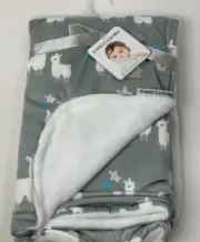 HTF NWT Blankets & Beyond Grey And White Llama Alpaca Stars Plush Baby Blanket