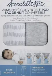 Arms Free Convertible Pod – Size Large, 4-6 Months, Gray ~ 2-Pack Marker Magic