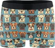 [FRODOTGV] Dogs Face Blue Mens Boxer Brief Shorts Breathable Underwear for Men Compression Boxer Para Hombre