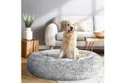 i.Pet Pet Bed Dog Cat 90cm Large Calming Soft Plush Light Charcoal