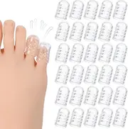 30 Pcs Silicone Toe Protectors Toe Sleeves Anti-Friction Toe Covers for Men Women Breathable Little Big Pinky Toe Caps Toe Guards for Feet Blisters Ingrown Calluses