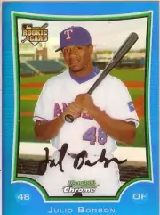 2009 Bowman Chrome Blue Refractor Rookie Julio Borbon Rangers