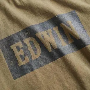 【EDWIN】男女裝 人氣復刻款 斑駁BOX LOGO短袖T恤(橄欖綠)