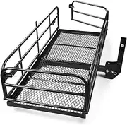 Hitch Cargo Carrier, Heavy Duty Steel Bicycle Rack, Folding Hitch Mount Luggage Basket for 2" Receiver