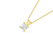 9ct Gold Cubic Zirconia Split Bale Pendant in Clear