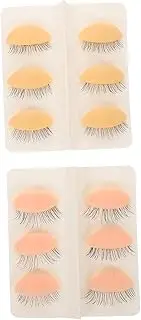VINTORKY Realistic Silicone Head Model for Lash Extension Training 6 Sets of Eyelid Lashes Makeup Trainer