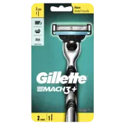 Gillette Mach 3+ Razor Handle + 2 Cartridges Extra Lubricating Strip