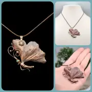 Electroformed Jewelry, Copper, Ginkgo Leaf, Butterfly, Unique, one-of-kind