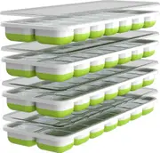 Pxcl Ice Cube Tray - Set Of 4 Trays - Soft Base For Easy Ice Release - Save Space With Stackable Lids - Dishwasher Safe - Bpa-free Silicone