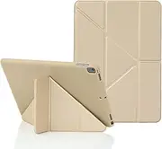 MuyDoux Origami iPad 10.2 inch Case, Fits iPad 9th & 8th Generation, 5-in-1 Viewing Angles, Auto Wake/Sleep, Soft Beige Back Cover