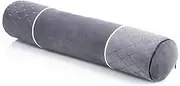 [ALIBO] Therapeutic Neck Pain Relief Round Roll Sleeping Pillow Chiropractic Massage Bolster 19" x4" Yoga Cylinderical Cervical Support Pillow With Adjustable Filling,Washable Pillowcase,Firm Back Pillow Grey