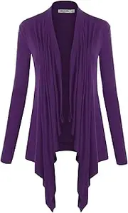 [Lock and Love] LL Womens Long Sleeve Draped Open Front Cardigan