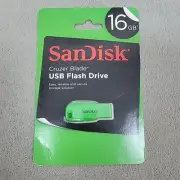 SanDisk 16GB Cruzer Blade USB 2.0 Flash Drive Green NEW SEALED