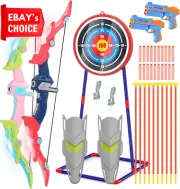 Bow and Arrow Set Kids 2-Pack LED Light-Up Archery Toy 10 Suction Cup Arrows