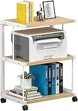 Printer Stand,3 Tier Home Office Desk Organizer,Floor-Standing Storage Rack,can Bear About 40kg for Desk Home Office(White)