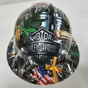 full brim hard hat custom hydro dipped IN HARLEY DAVIDSON CHRISTIAN BIKER NEW