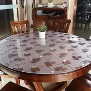 Clear Round Table Cover 140cm, 1.5mm Thick Round Plastic Table Protector, Waterproof PVC Tablecloth, Vinyl Circle Table Top Protector for Coffee Table, Dining Room Table
