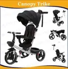 Baby Pram Stroller Trendy Black Silver Bassinet 4in1 Aluminium Canopy Trike