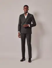 Hawes & Curtis Green Italian Flannel Wool Double Breasted Slim Fit Suit - 1913 Collection