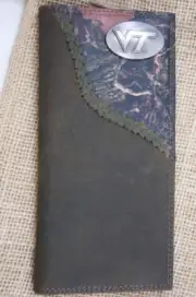 ZEP-PRO Virginia Tech Hokies Roper Leather Fence Row Camo Wallet FREE Gift Bag